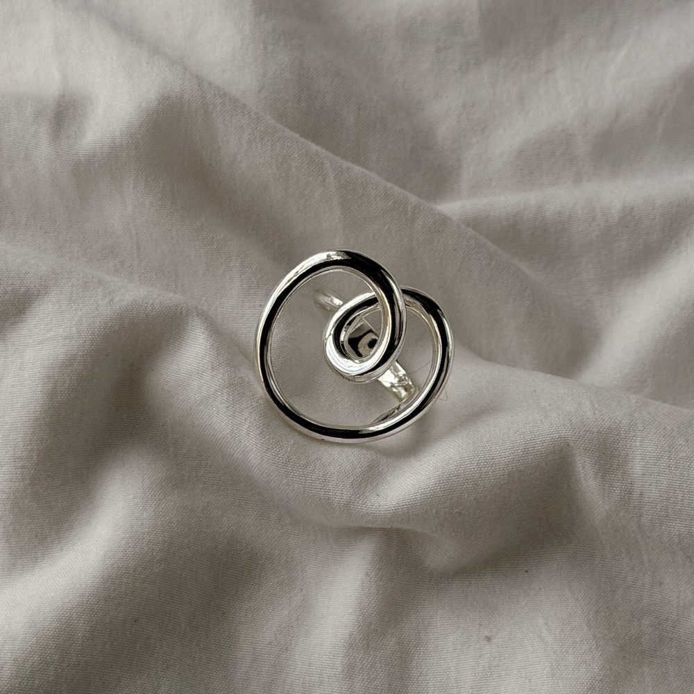 Organic French Croissant Silver Plated Ring (US 9.5)